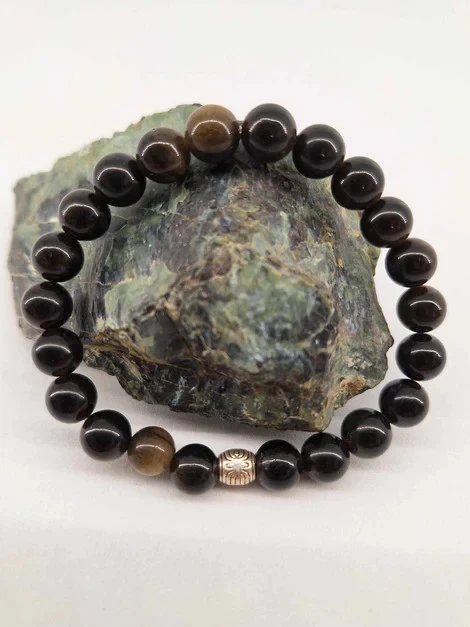 Bracelet Obsidienne dorée pierre naturel 8 mm